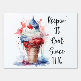 Patriotic 4th of July Ice Cream T-Shirt Sign