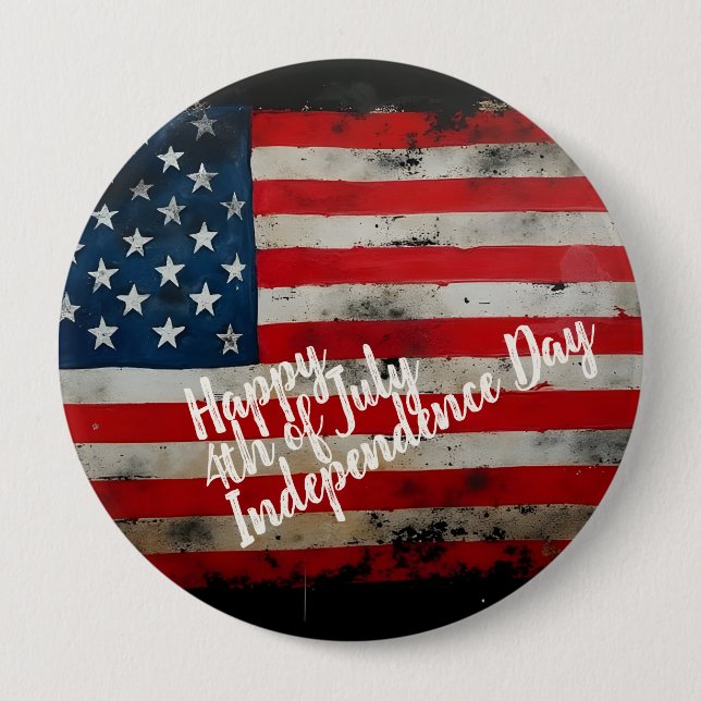 Patriotic 4th of July Independence Day Art Button (Front)