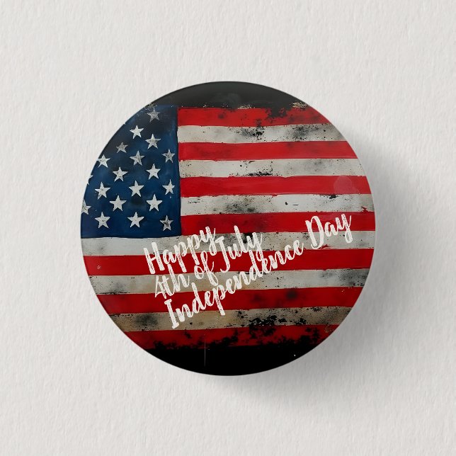 Patriotic 4th of July Independence Day Art Button (Front)