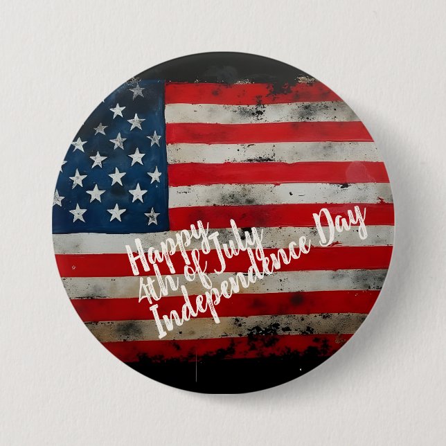 Patriotic 4th of July Independence Day Art Button (Front)