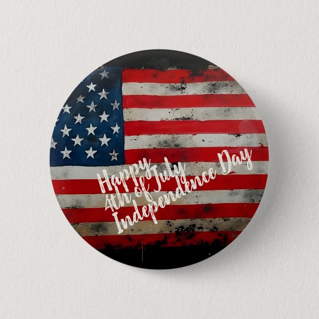 Patriotic 4th of July Independence Day Art Button (Front)