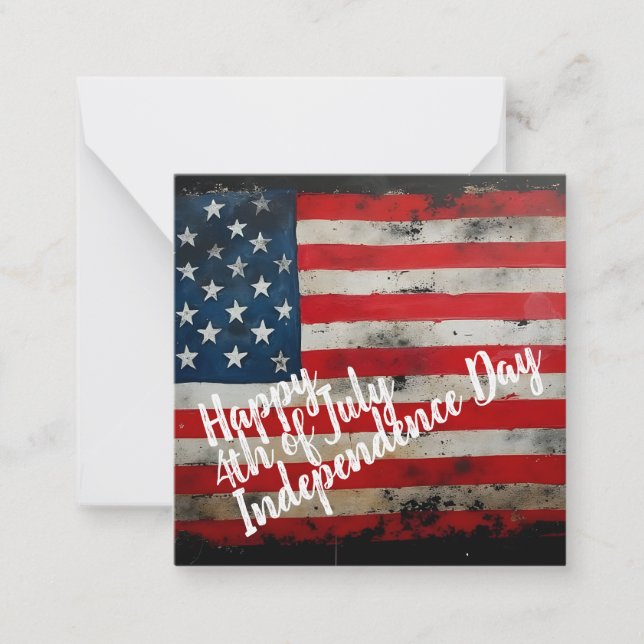 Patriotic 4th of July Independence Day Art Note Card (Front)