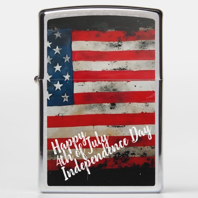 Patriotic 4th of July Independence Day Art Zippo Lighter (Front)