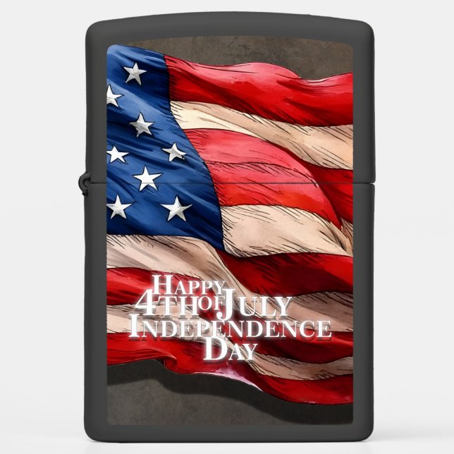 Patriotic 4th of July Independence Day Art Zippo Lighter (Front)