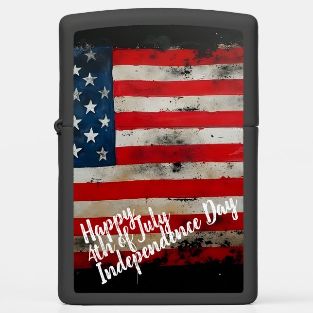 Patriotic 4th of July Independence Day Art Zippo Lighter (Front)