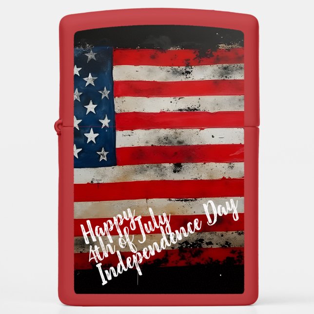 Patriotic 4th of July Independence Day Art Zippo Lighter (Front)