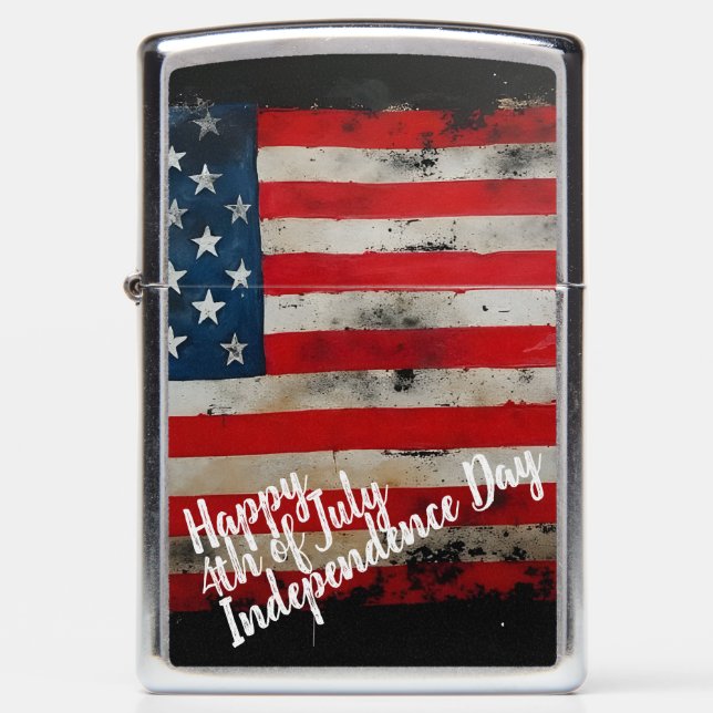 Patriotic 4th of July Independence Day Art Zippo Lighter (Front)
