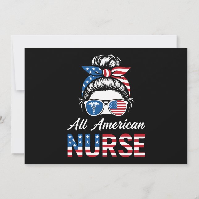 Patriotic 4th of July Nurse Independence Day Pride Invitation (Front)