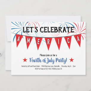 Patriotic 4th of July Party Invitation Flat Card