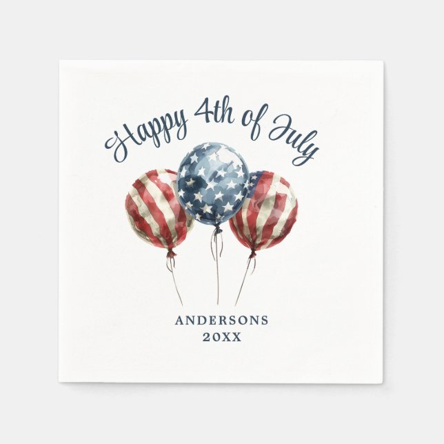 Patriotic 4th of July Party Napkins (Front)