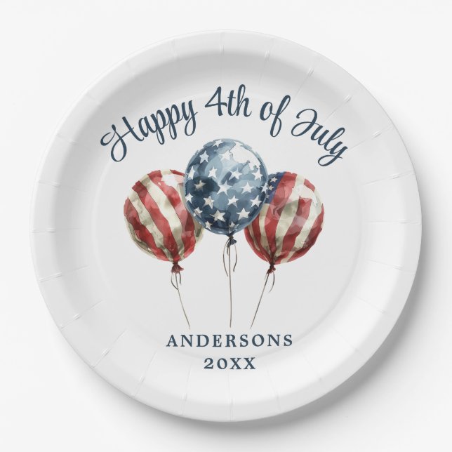 Patriotic 4th of July Party Paper Plates (Front)