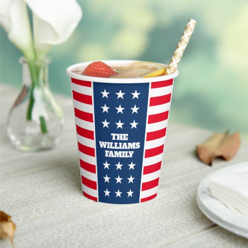 Patriotic 4th of July party stars  stripes custom Paper Cups