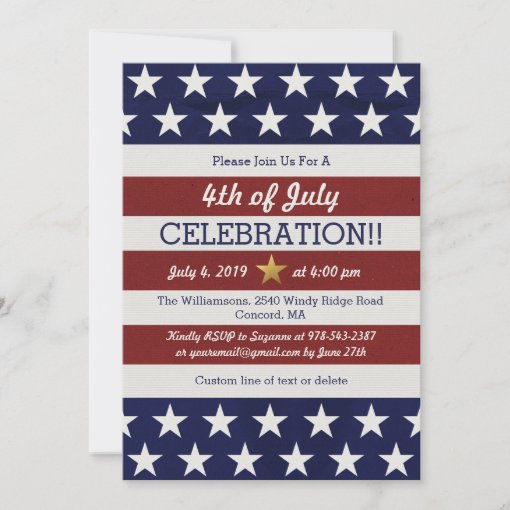 Patriotic 4th Of July Party USA American Flag Invitation | Zazzle