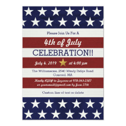 Patriotic 4th Of July Party USA American Flag Invitation