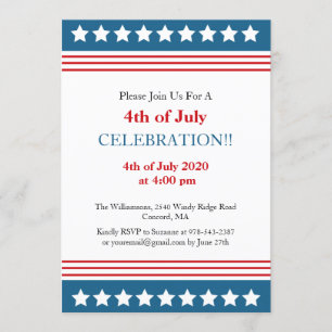 Patriotic 4th Of July Party USA American Flag Invitation