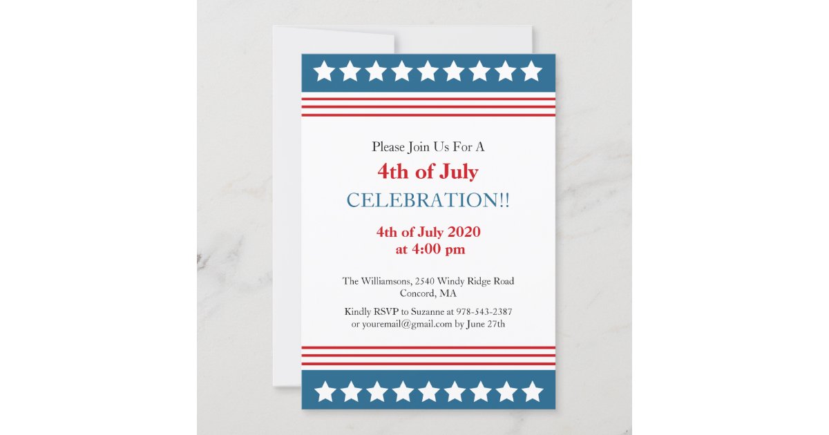 Patriotic 4th Of July Party USA American Flag Invitation | Zazzle