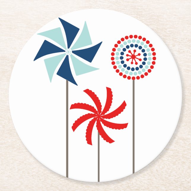 Patriotic 4th of July Pinwheel Coaster (Front)