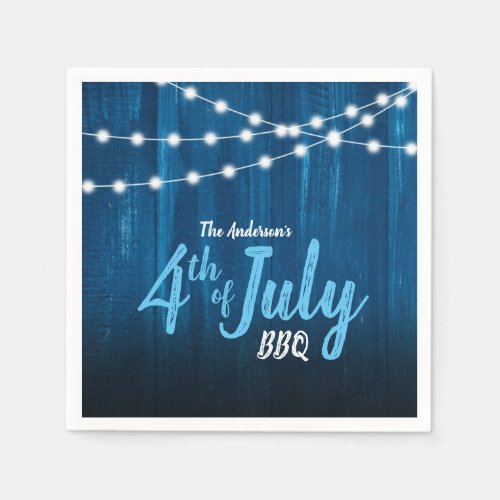 Patriotic 4th of July Rustic BBQ Party Napkins
