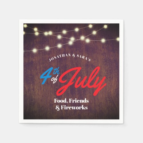 Patriotic 4th of July Rustic Summer Party Napkins