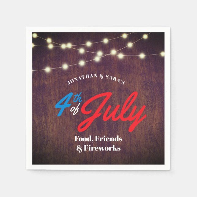 Patriotic 4th of July Rustic Summer Party Napkins (Front)