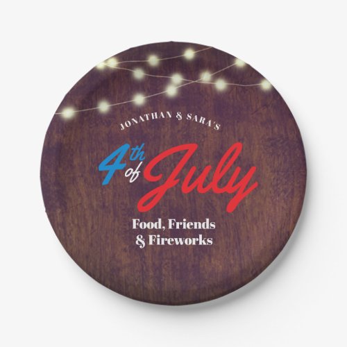 Patriotic 4th of July Rustic Summer Party Paper Plates