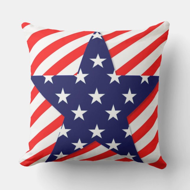 Patriotic, 4th of July, Star Design Throw Pillow (Front)