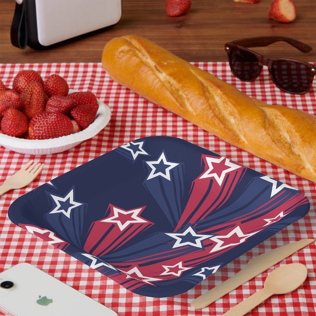 Patriotic 4th of July Stars Red White And Blue  Paper Plates (Creator Uploaded)