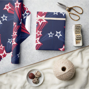 Patriotic 4th of July Stars Red White And Blue Wrapping Paper