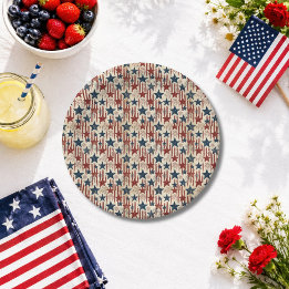 Patriotic 4th of July, Stars Stripes, Americana Paper Plates