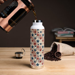 Patriotic 4th of July, Stars Stripes, Americana Water Bottle