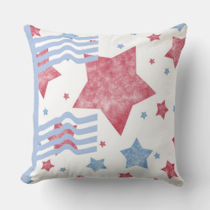 Patriotic 4th of July Stars Stripes Distressed Throw Pillow
