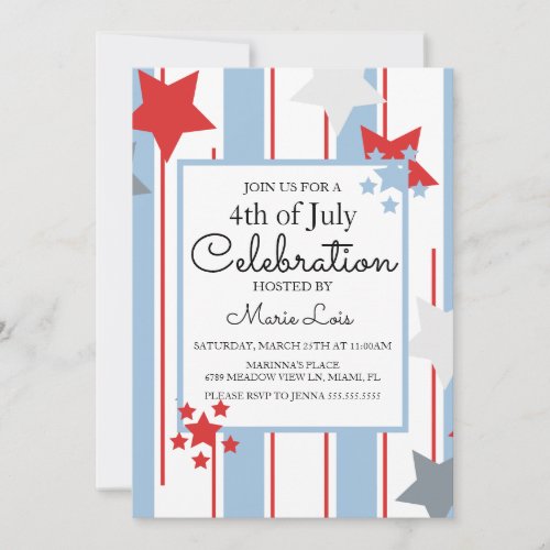 Patriotic 4th of July Stars Stripes Event  Invitation