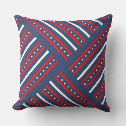 Patriotic 4th of July Stars  Stripes Outdoor Pillow