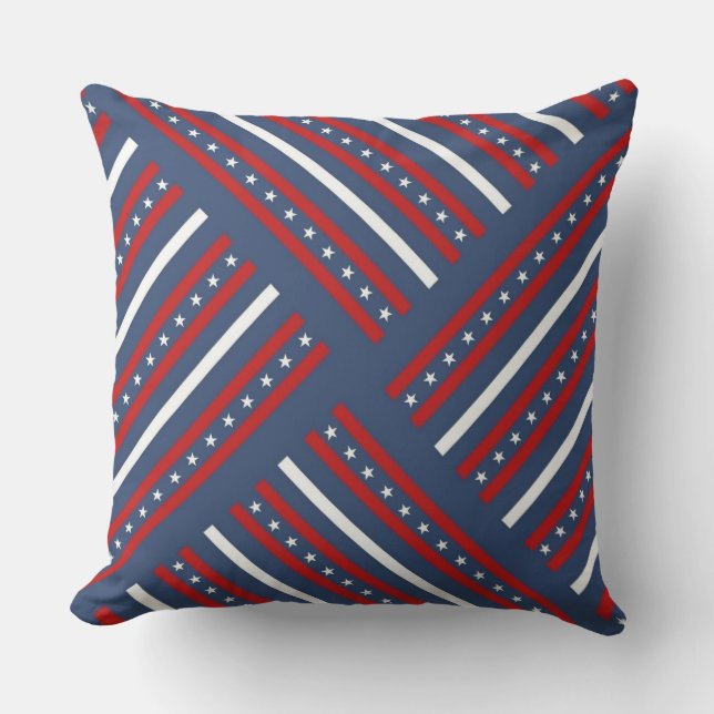 Patriotic, 4th of July, Stars & Stripes Outdoor Pillow (Front)