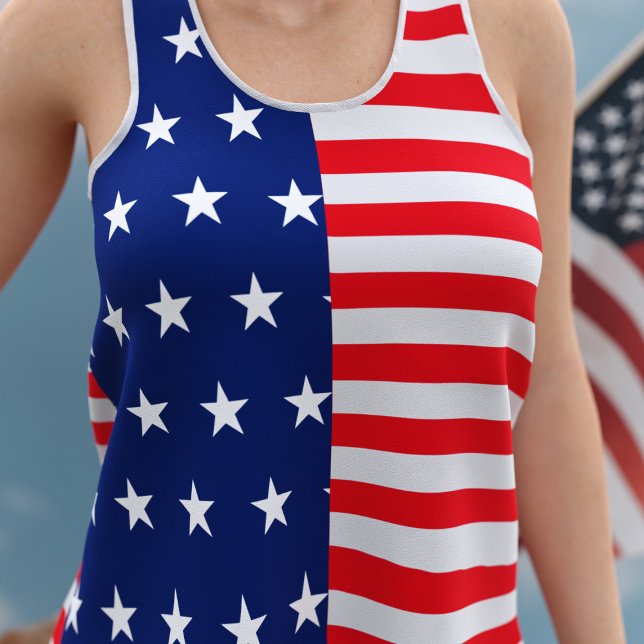 Patriotic 4th of July Stars Stripes Red White Blue Tank Top (🎆 Grab a sparkler. It's the 4th of July! 🎇)