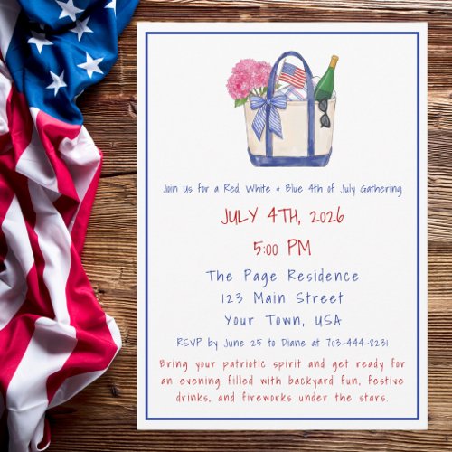 Patriotic 4th of July Summer Picnic Party  Invitation