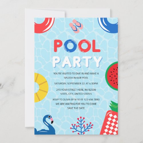 Patriotic 4th of July Summer Pool Party Invitation