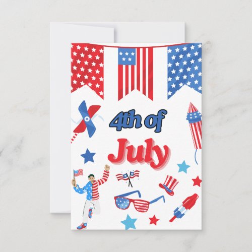 Patriotic 4th of July Thank You Card