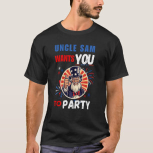 Patriotic  4th of July  Uncle Sam Wants You To Par T-Shirt