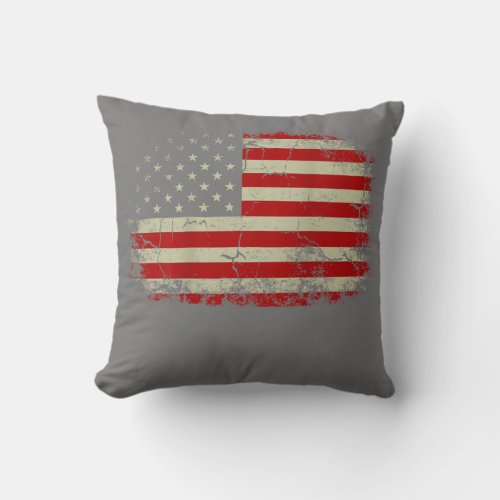 Patriotic 4th of July US Flag Distressed American Throw Pillow