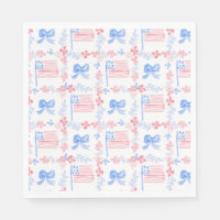 Patriotic 4th of July watercolor flags & bows