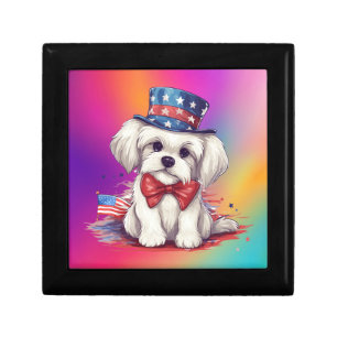Patriotic 4th of July White Cute Puppy Dog-43568 Gift Box