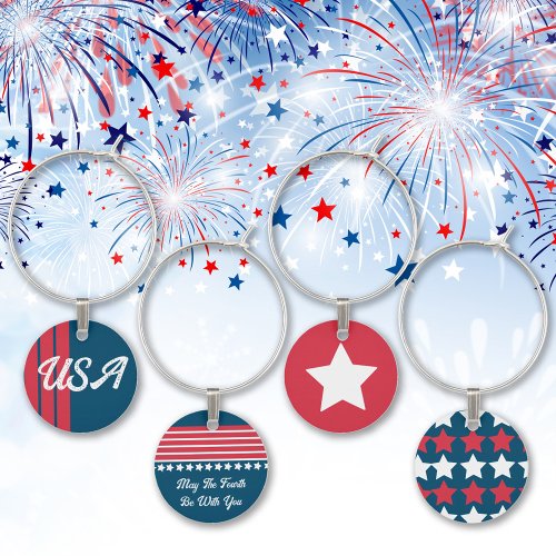 Patriotic 4th of July  Wine Charm