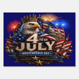 Patriotic 4th of July Yard Sign American Eagle
