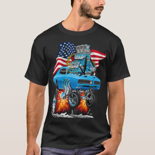 Patriotic 60s Muscle Car Funny Dragster USA Hot Ro T_Shirt