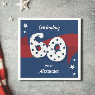 Patriotic 60th Birthday Party Red White Blue Stars Napkins