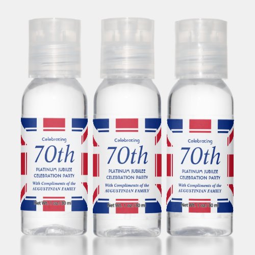 Patriotic 70th Platinum Jubilee Union Jack Hand Sanitizer