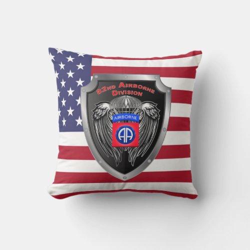 Patriotic 82nd Airborne Division Throw Pillow