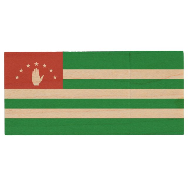 Patriotic Abkhazia Flag Wood Flash Drive (Front)