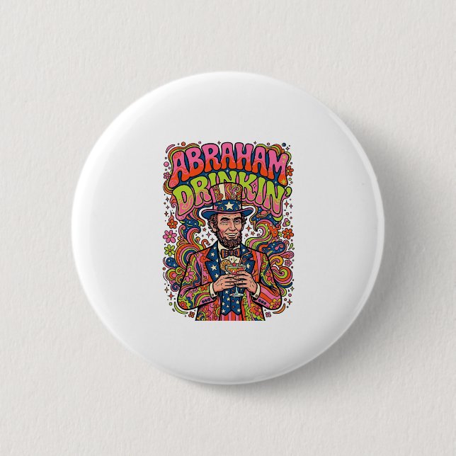 Patriotic Abraham Drinkin Retro Button (Front)